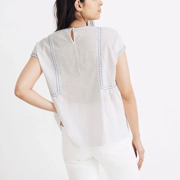 Madewell Embroidered Crewneck Folk Top Size Small - Picture 4 of 9